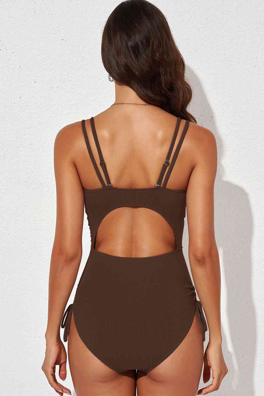 Tied Cutout Plunge One-Piece Swimsuit for a perfect OOTD – dress to impress outfits from Amexza