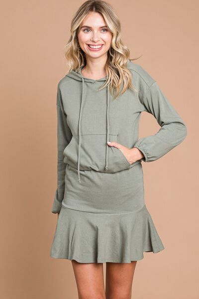 Culture Code Full Size Drawstring Dropped Shoulder Hooded Mini Dress for a perfect OOTD – dress to impress outfits from Amexza