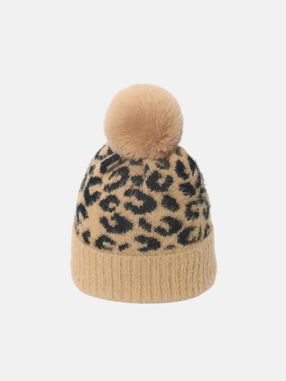 Leopard Hat with Pompom Camel One Size for a perfect OOTD – dress to impress outfits from Amexza