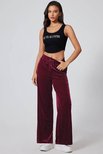 Drawstring Wide Leg Active Pants for a perfect OOTD – dress to impress outfits from Amexza