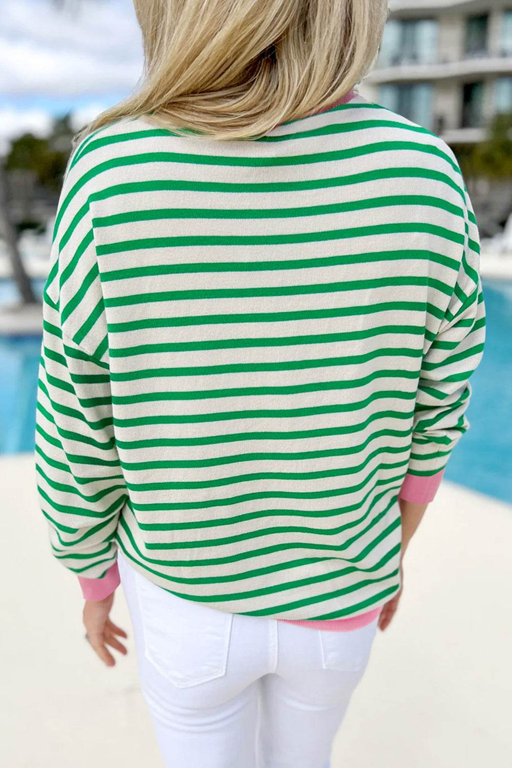 Striped Lucky Clover Long Sleeve Sweatshirt for a perfect OOTD – dress to impress outfits from Amexza