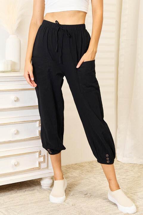 Shiny Decorative Button Cropped Pants for a perfect OOTD – dress to impress outfits from Amexza