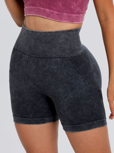 Washed High Waist Active Shorts Dark Gray for a perfect OOTD – dress to impress outfits from Amexza