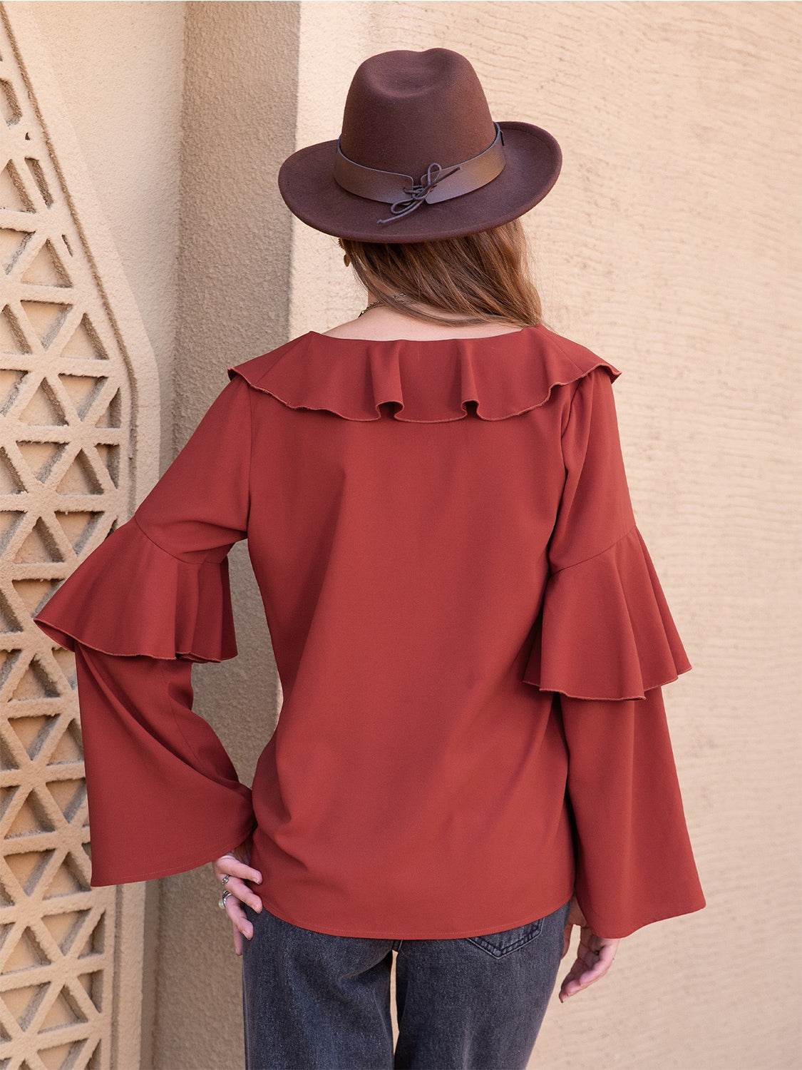 Statement Collar Long Sleeve Blouse for a perfect OOTD – dress to impress outfits from Amexza