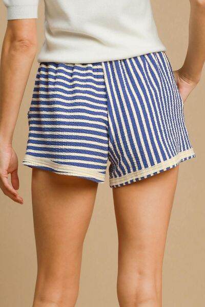 Umgee Elastic Waist Striped Shorts with Pockets for a perfect OOTD – dress to impress outfits from Amexza