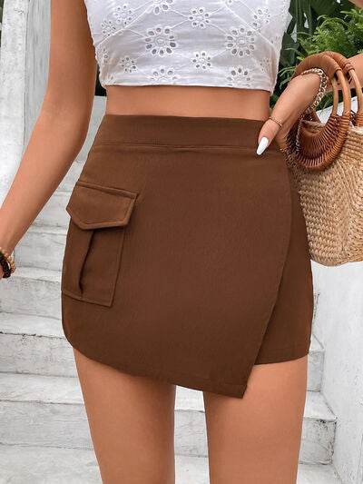 Perfee Pocketed High Waist Shorts Brown for a perfect OOTD – dress to impress outfits from Amexza