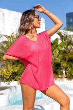 Angel Wings Slit V-Neck Short Sleeve Cover Up for a perfect OOTD – dress to impress outfits from Amexza