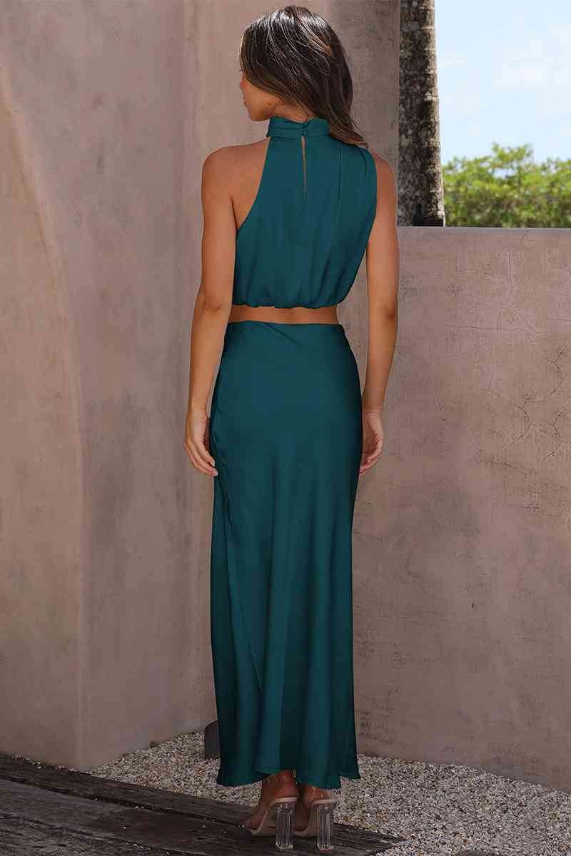 Cropped Turtle Neck Tank Top and Maxi Skirt Set for a perfect OOTD – dress to impress outfits from Amexza