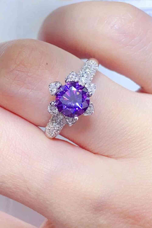 1 Carat Moissanite 925 Sterling Silver Ring Purple for a perfect OOTD – dress to impress outfits from Amexza