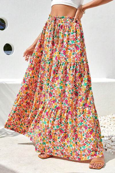 Printed Elastic Waist Maxi Skirt for a perfect OOTD – dress to impress outfits from Amexza