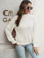 Dropped Shoulder Rib-Knit Sweater White for a perfect OOTD – dress to impress outfits from Amexza