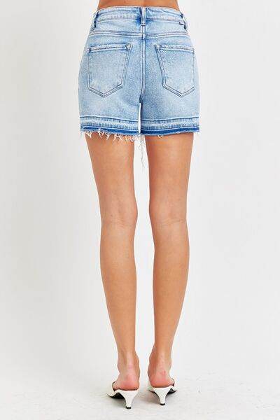 RISEN High Rise Distressed Hem Denim Shorts for a perfect OOTD – dress to impress outfits from Amexza