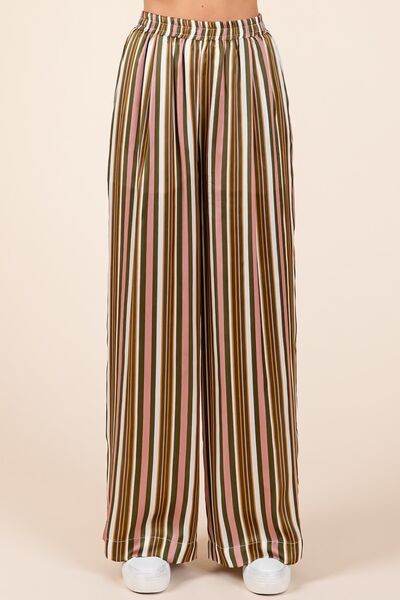 Mittoshop Striped Satin Elastic Waist Wide Leg Pants for a perfect OOTD – dress to impress outfits from Amexza