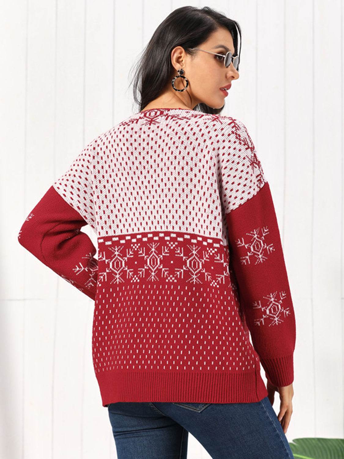 Snowflake Button Down Cardigan - Amexza