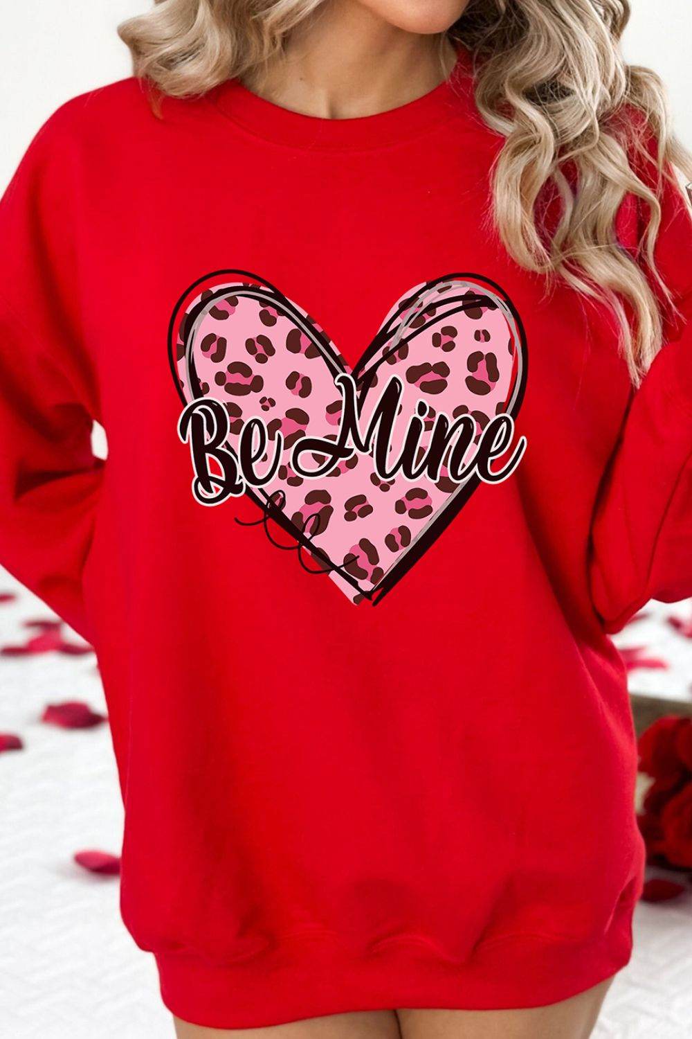 Valentine's Day BE MINE Heart Long Sleeve Sweatshirt for a perfect OOTD – dress to impress outfits from Amexza