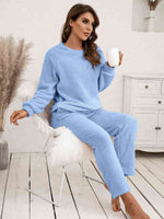 Ivy Lane Teddy Long Sleeve Top and Pants Lounge Set for a perfect OOTD – dress to impress outfits from Amexza