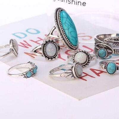 Alloy Turquoise 8-Piece Ring Set for a perfect OOTD – dress to impress outfits from Amexza