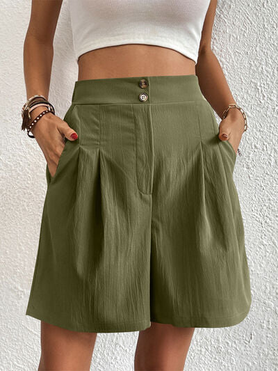 High Waist Shorts with Pockets Matcha Green for a perfect OOTD – dress to impress outfits from Amexza