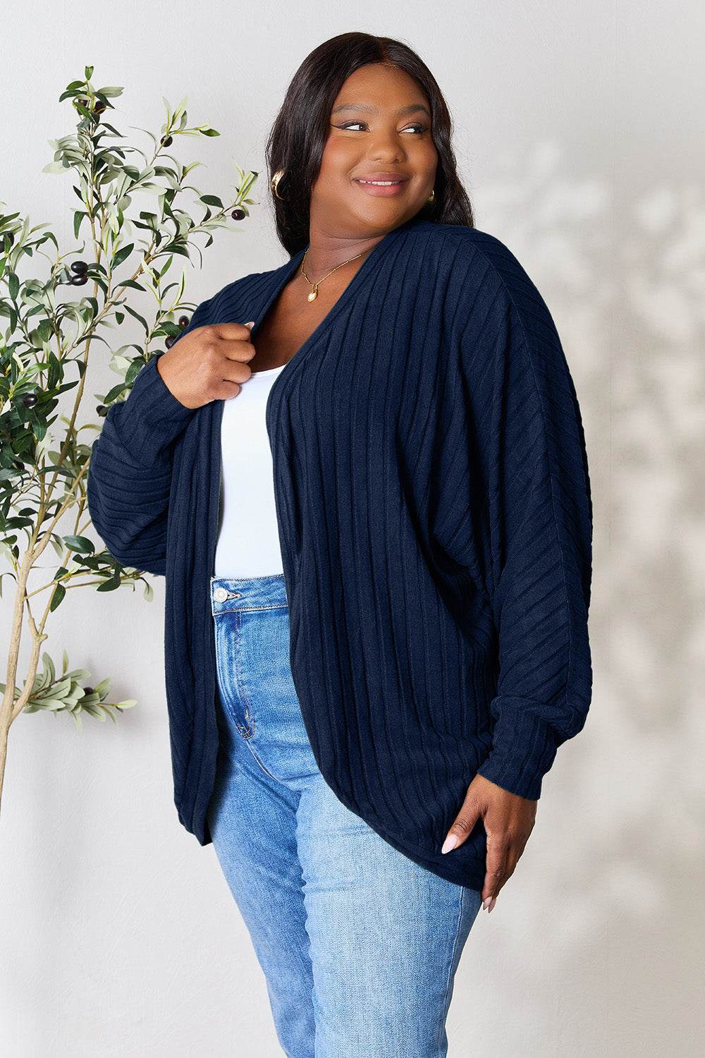 Basic Bae Full Size Ribbed Cocoon Cardigan for a perfect OOTD – dress to impress outfits from Amexza