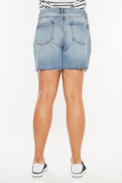 Kancan Full Size Raw Hem High Waist Denim Shorts for a perfect OOTD – dress to impress outfits from Amexza