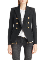 Lapel Collar Long Sleeve Blazer - Amexza