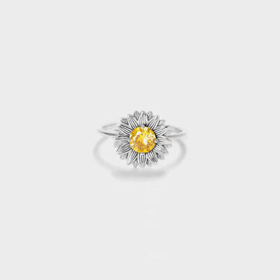 Sunflower Zircon 925 Sterling Silver Ring Silver for a perfect OOTD – dress to impress outfits from Amexza