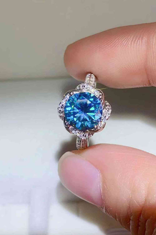 2 Carat Cobalt Blue Moissanite 925 Sterling Silver Ring Blue for a perfect OOTD – dress to impress outfits from Amexza