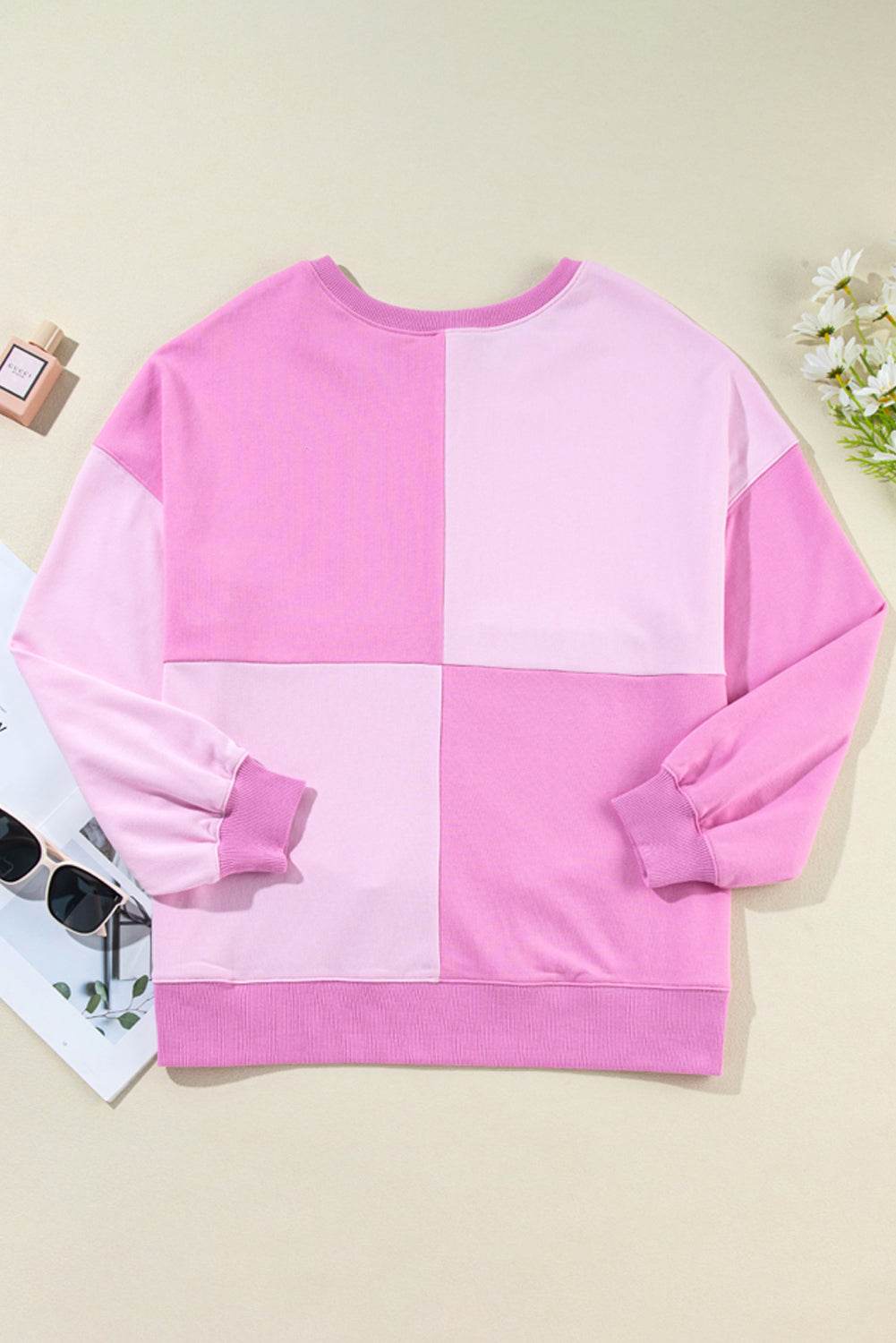 Color Block Half Button Long Sleeve Sweatshirt - Amexza