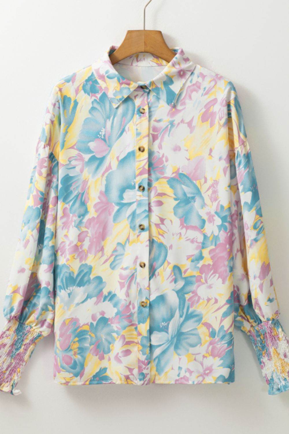 Printed Button Down Lantern Sleeve Shirt for a perfect OOTD – dress to impress outfits from Amexza