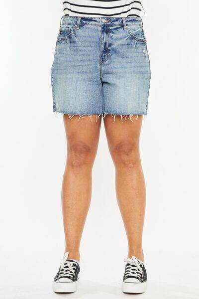 Kancan Full Size Raw Hem High Waist Denim Shorts for a perfect OOTD – dress to impress outfits from Amexza