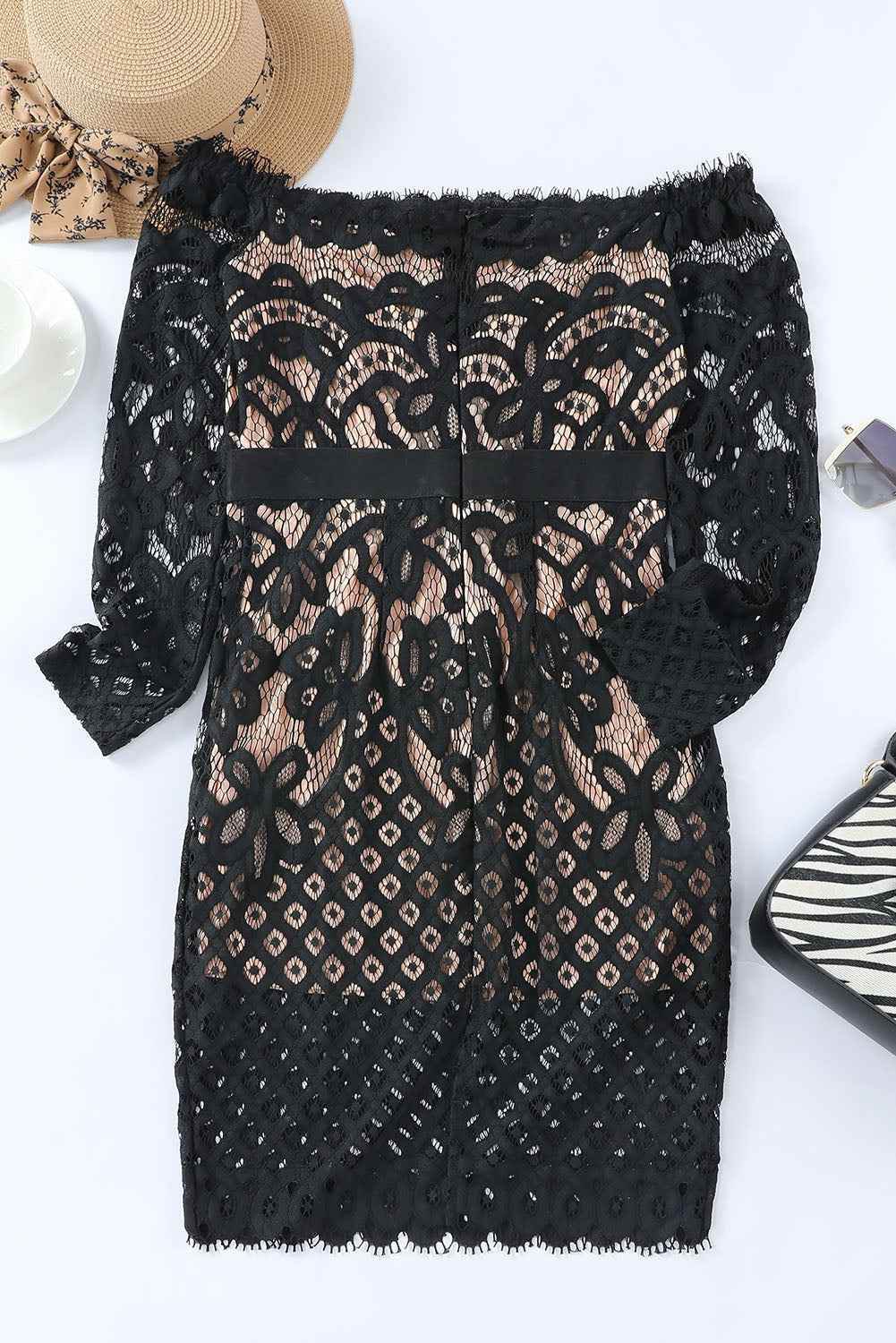 Off-Shoulder Long Sleeve Lace Dress for a perfect OOTD – dress to impress outfits from Amexza