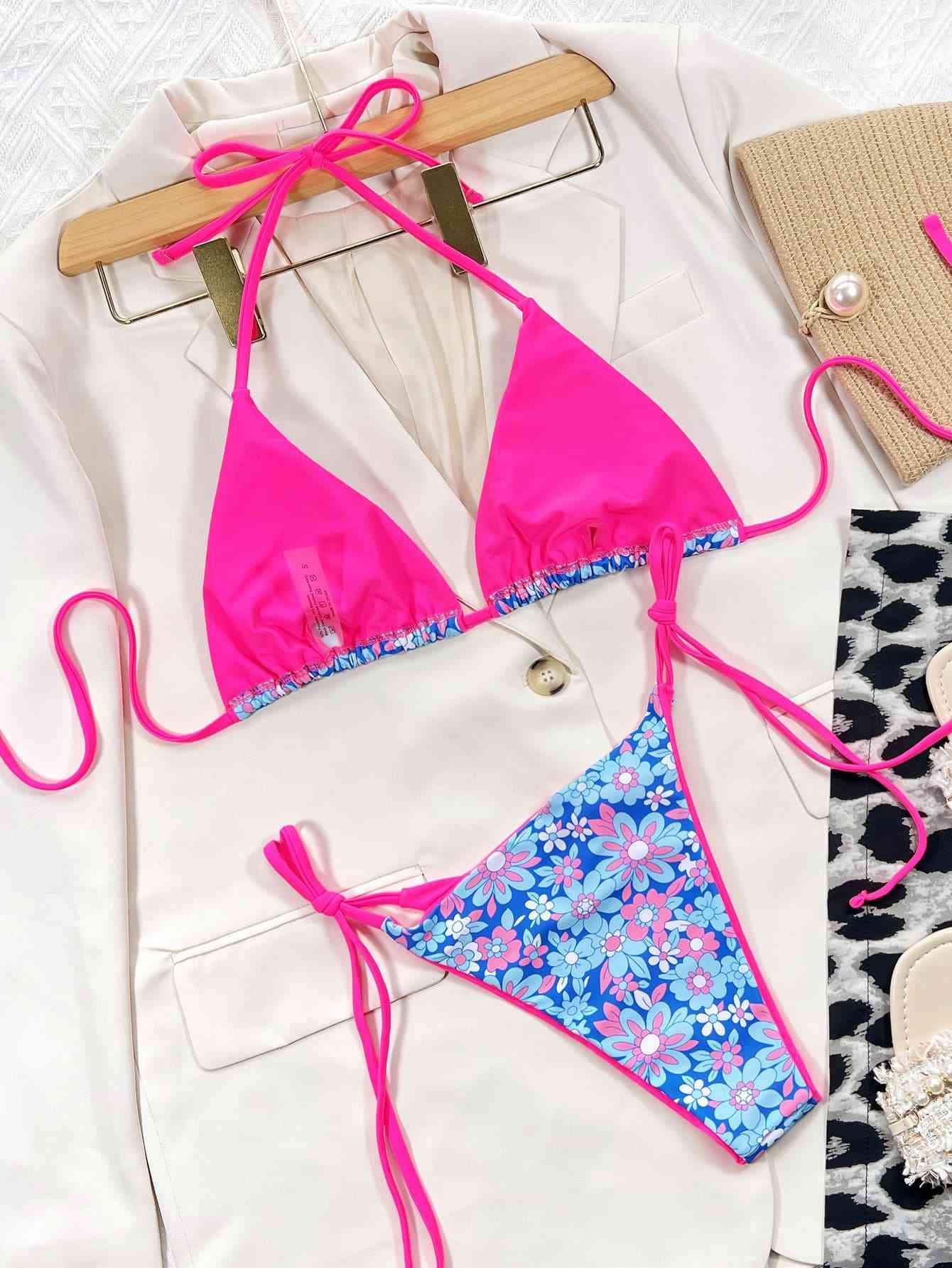 Floral Halter Neck Tie Side Bikini Set for a perfect OOTD – dress to impress outfits from Amexza