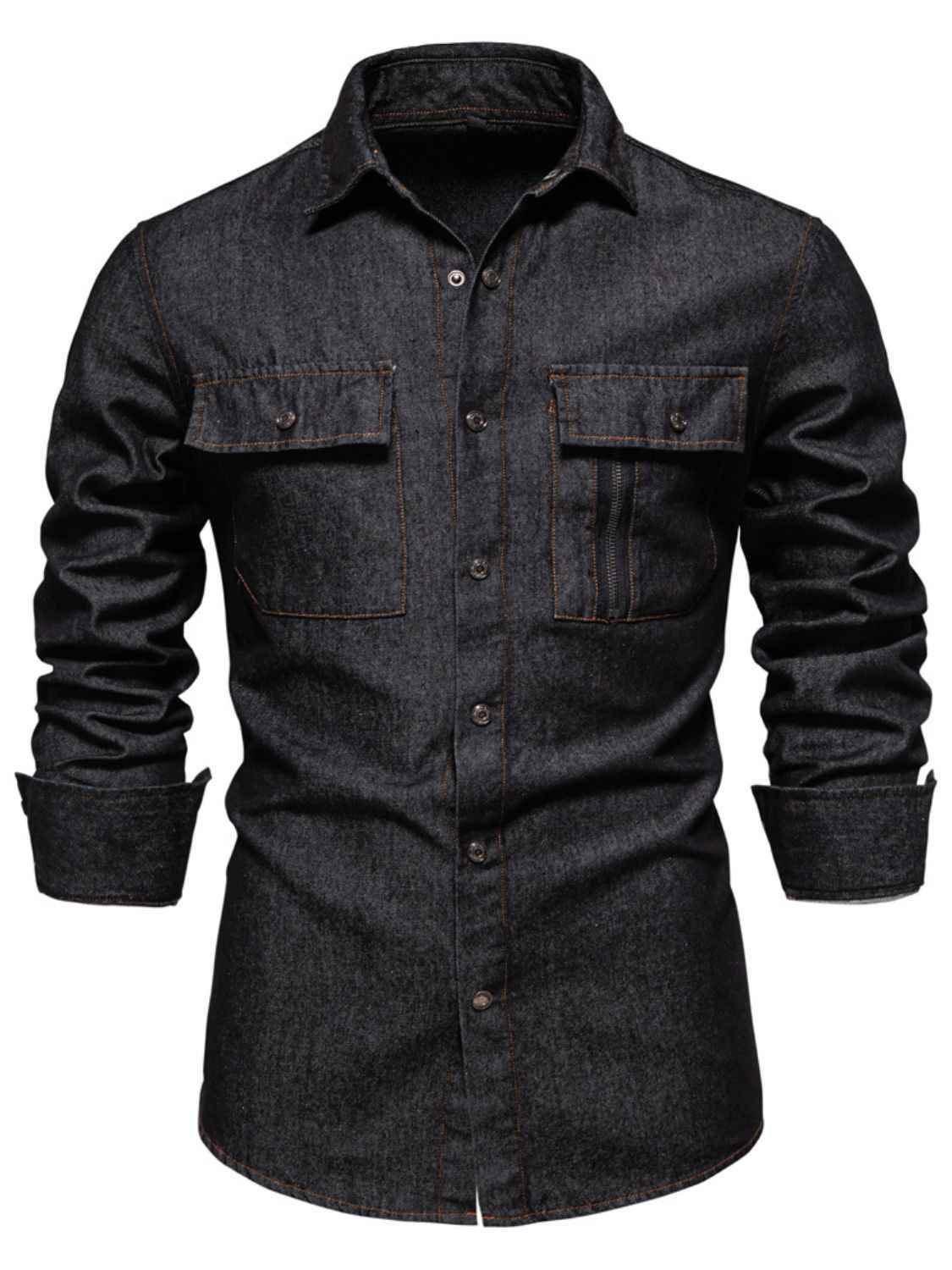Men's Snap Down Long Sleeve Denim Shirt for a perfect OOTD – dress to impress outfits from Amexza
