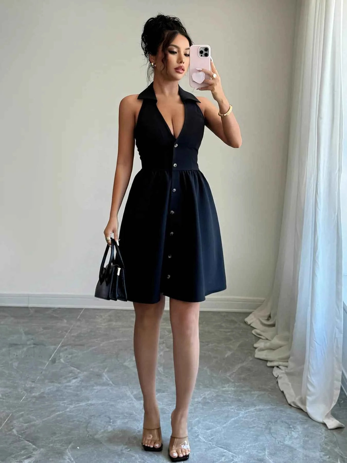 Halter Neck Sleeveless Mini Dress