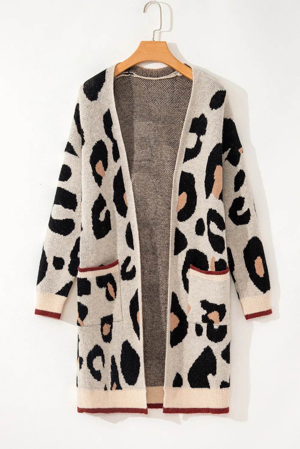 Leopard Open Front Long Sleeve Cardigan for a perfect OOTD – dress to impress outfits from Amexza