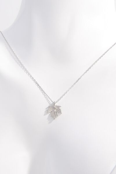 925 Sterling Silver Zircon Maple Leaf Necklace for a perfect OOTD – dress to impress outfits from Amexza