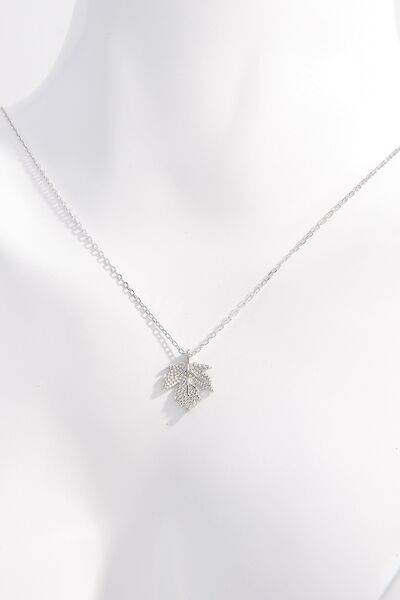 925 Sterling Silver Zircon Maple Leaf Necklace for a perfect OOTD – dress to impress outfits from Amexza