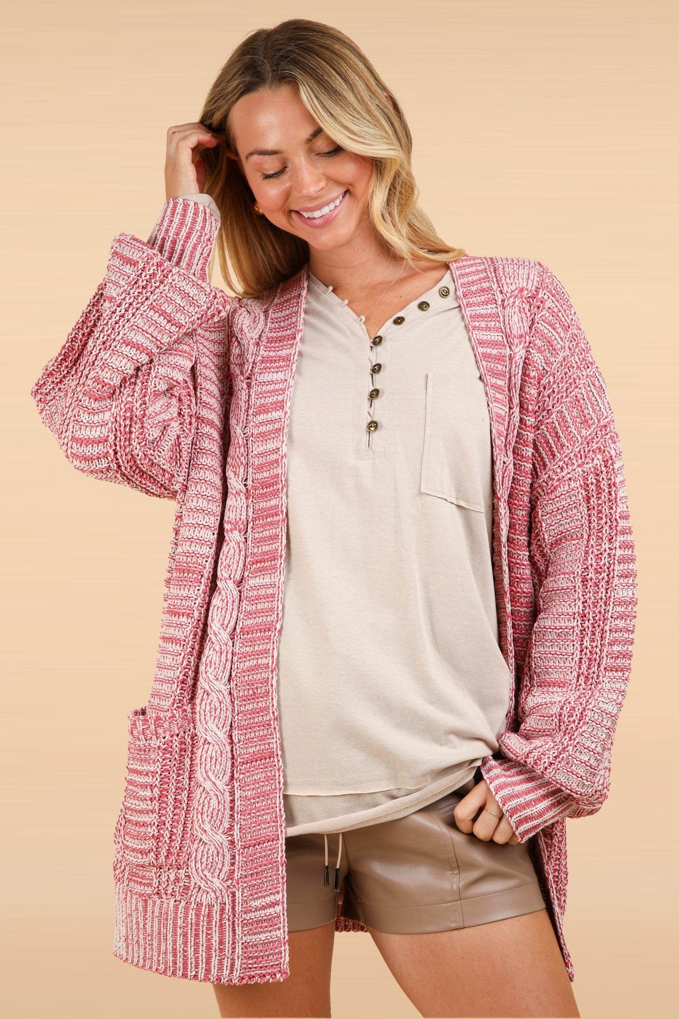 VERY J Cable Knit Open Front Cardigan for a perfect OOTD – dress to impress outfits from Amexza