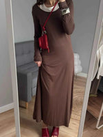 Contrast Long Sleeve Maxi Dress