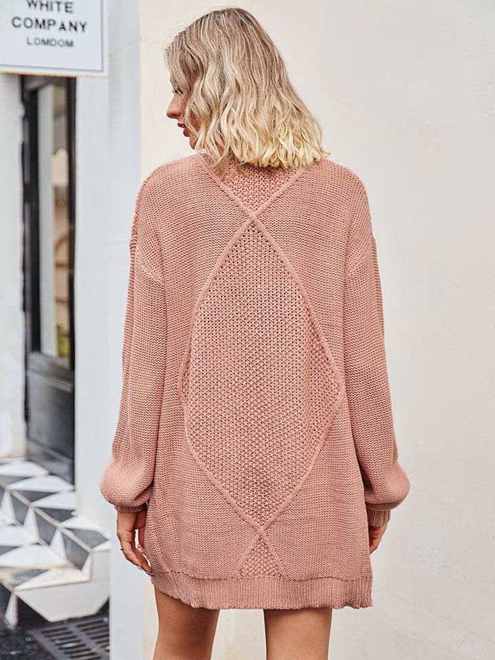 Cable-Knit Long Sleeve Cardigan for a perfect OOTD – dress to impress outfits from Amexza