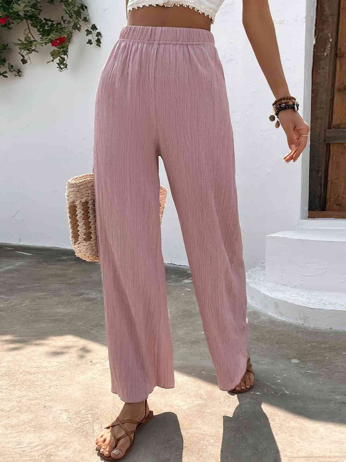 Full Size High Waist Wide Leg Pants for a perfect OOTD – dress to impress outfits from Amexza