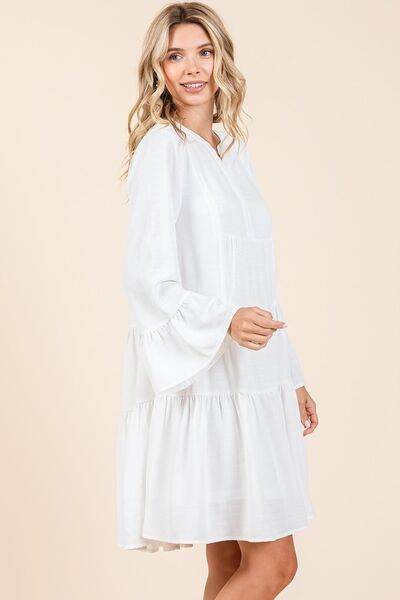 Mittoshop Tiered Notched Flare Sleeve Dress for a perfect OOTD – dress to impress outfits from Amexza