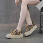 Round Toe Lace Up Platform Sneakers Leopard for a perfect OOTD – dress to impress outfits from Amexza