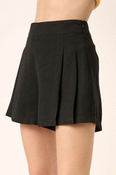 Mittoshop Side Invisible Zipper Pleated Shorts - Amexza