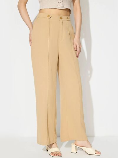 Wide Leg Pants with Pockets Tan for a perfect OOTD – dress to impress outfits from Amexza