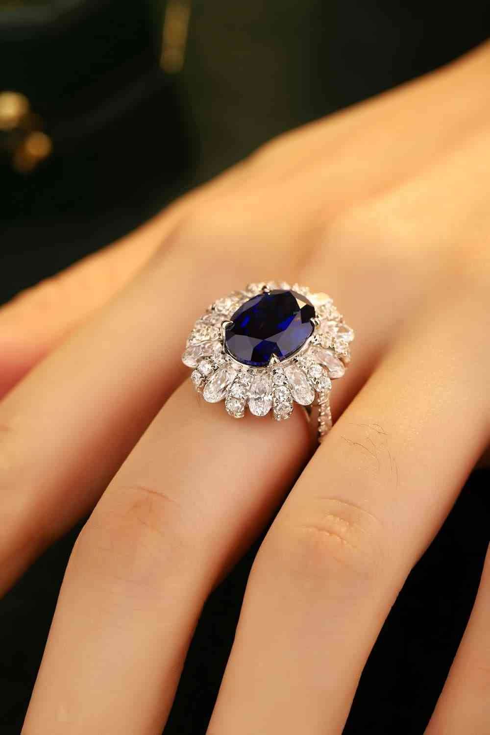 5 Carat Lab-Grown Sapphire Flower Shape Ring for a perfect OOTD – dress to impress outfits from Amexza