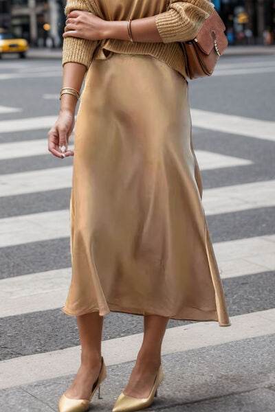 Lovelet High Waist Midi Skirt Khaki for a perfect OOTD – dress to impress outfits from Amexza