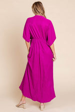 BOMBOM Surplice Maxi Dress with Pockets - Amexza