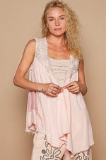 POL Embroidered Pearls Open Front Sleeveless Cardigan for a perfect OOTD – dress to impress outfits from Amexza