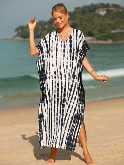 Tie-Dye V-Neck Half Sleeve Cover-Up for a perfect OOTD – dress to impress outfits from Amexza